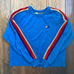 AVIATOR NATION - Classic Sweatshirt in Vintage Caribbean // VELVET STRIPES // S
